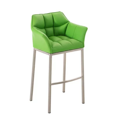 CLP Tabouret de bar Damaso en Similicuir , Vert/Acier inoxydable