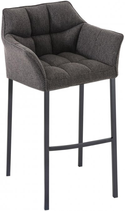 CLP Tabouret de bar Damaso en Tissu avec 4 pieds , Gris titane/Noir