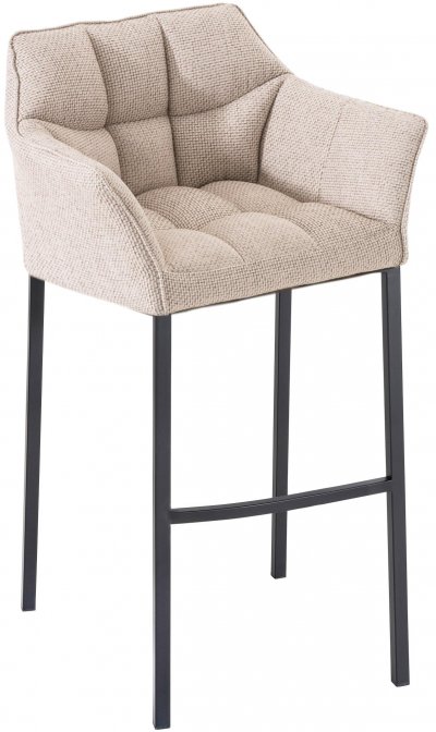 CLP Tabouret de bar Damaso en Tissu avec 4 pieds , Ivoire/Noir