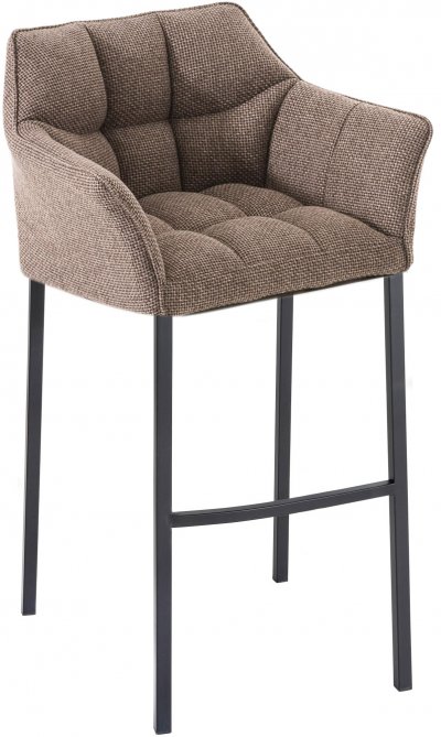 CLP Tabouret de bar Damaso en Tissu avec 4 pieds , Marron terre/Noir