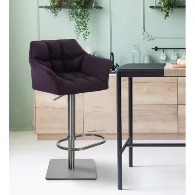 CLP Tabouret de bar Damaso en Tissu , Violet/Acier inoxydable