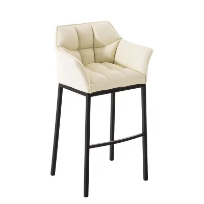 CLP - Tabouret de bar Damaso similicuir beige M&eacute;tal noir mat