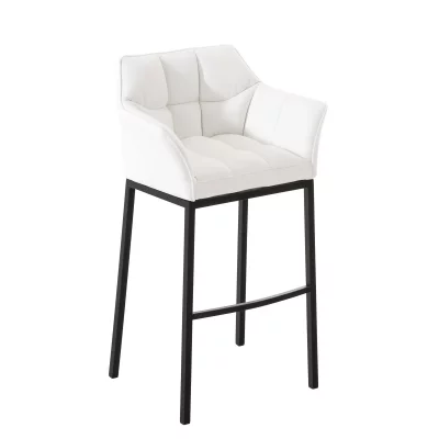 CLP - Tabouret de bar Damaso similicuir blanc M&eacute;tal noir mat