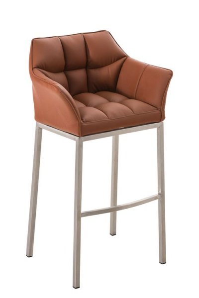 CLP - Tabouret de bar Damaso similicuir marron clair Acier affin&eacute;