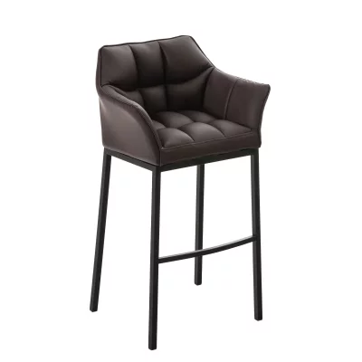 CLP - Tabouret de bar Damaso similicuir marron M&eacute;tal noir mat