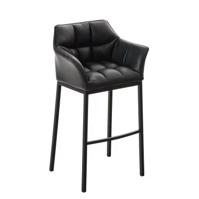 CLP - Tabouret de bar Damaso similicuir noir M&eacute;tal noir mat