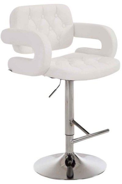 CLP - Tabouret de bar Dublin similicuir blanc M&eacute;tal chrom&eacute;