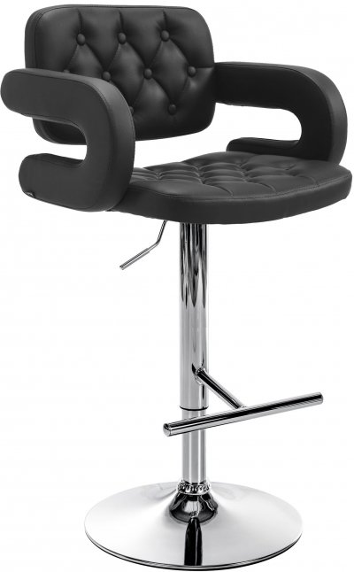 CLP - Tabouret de bar Dublin similicuir noir M&eacute;tal chrom&eacute;