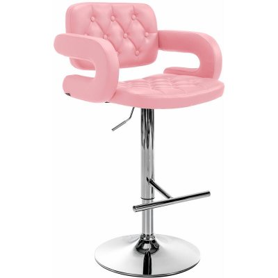 CLP - Tabouret de bar Dublin similicuir rose M&eacute;tal chrom&eacute;
