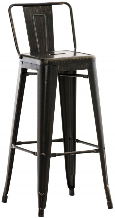 CLP - Tabouret de bar en m&eacute;tal mason antique/noir-dor&eacute;
