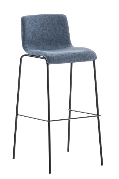 CLP Tabouret de bar Hoover Assise en Tissu - 4 Pieds en m&eacute;tal , Bleu/Noir 