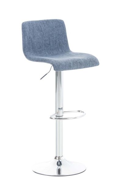 CLP Tabouret de bar Hoover Assise en Tissu Pi&egrave;tement M&eacute;tal chrom&eacute; , Bleu 