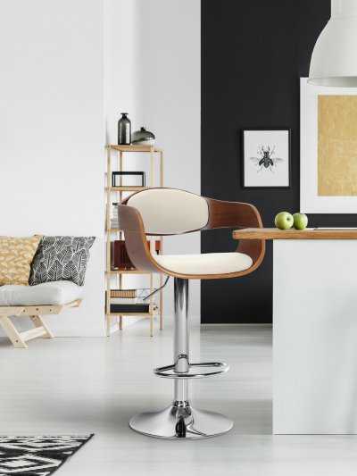 CLP - Tabouret de bar Kingston Noyer/blanc