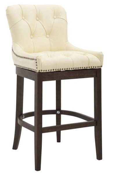 CLP Tabouret de bar Lakewood antique-fonc&eacute; cuir v&eacute;ritable , Cr&egrave;me