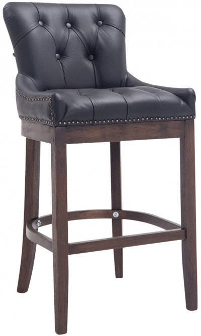 CLP Tabouret de bar Lakewood antique-fonc&eacute; cuir v&eacute;ritable , Noir
