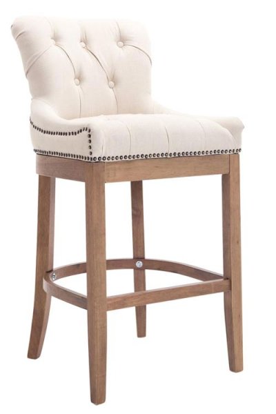 CLP Tabouret de bar Lakewood tissu Pi&egrave;tement antique clair , Cr&egrave;me
