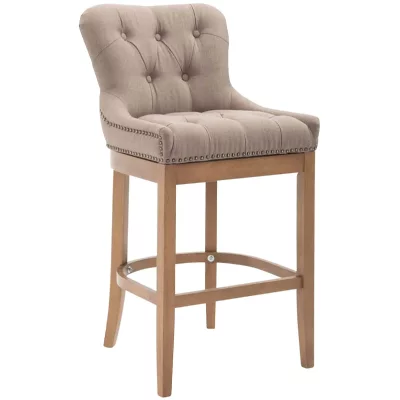 CLP Tabouret de bar Lakewood tissu Pi&egrave;tement antique clair , Taupe