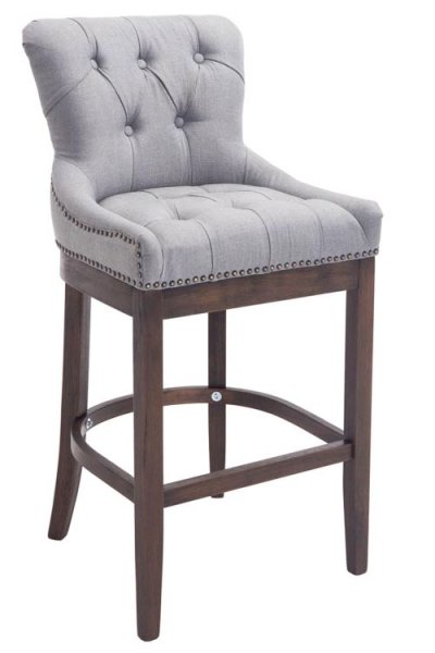 CLP Tabouret de bar Lakewood tissu Pi&egrave;tement antique , Gris clair