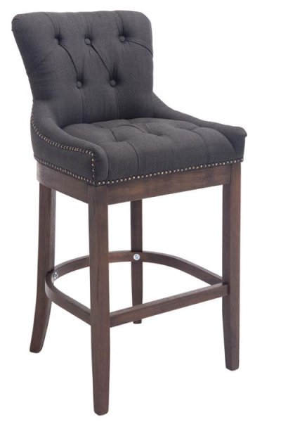 CLP Tabouret de bar Lakewood tissu Pi&egrave;tement antique , Gris fonc&eacute;