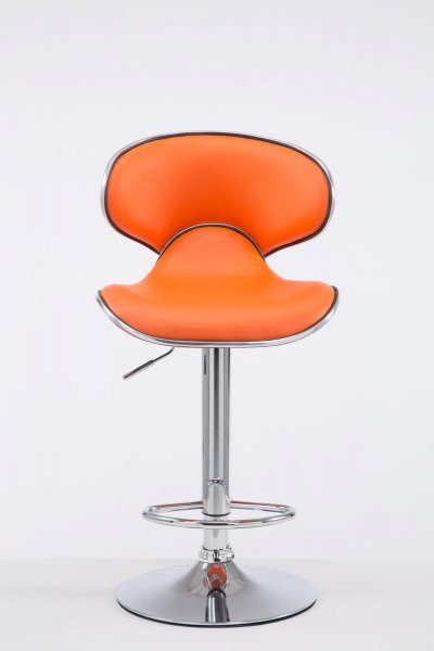 CLP Tabouret de bar Las Vegas V2 similicuir avec pied en m&eacute;tal , Orange/Chrome 