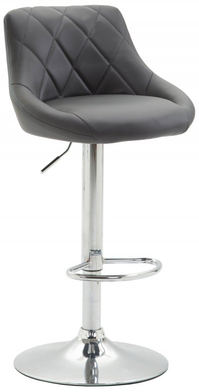 CLP Tabouret de bar Lazio en similicuir avec pied en m&eacute;tal , Gris