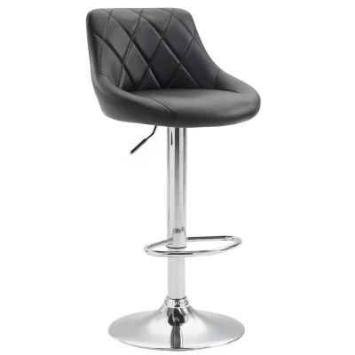 CLP Tabouret de bar Lazio en similicuir avec pied en m&eacute;tal , Noir