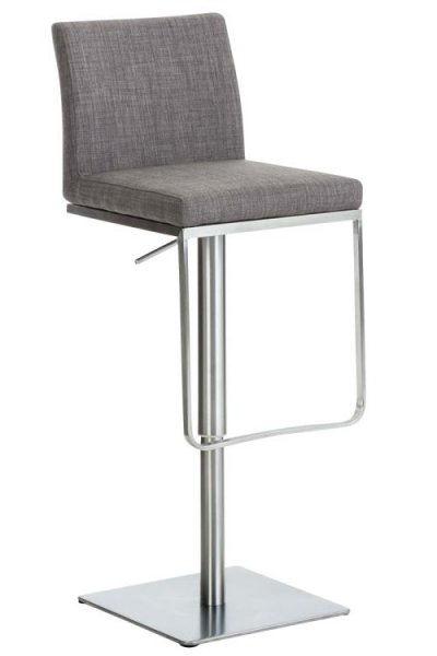 CLP Tabouret de bar Panama tissu avec pied en m&eacute;tal , Gris/Acier inoxydable