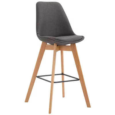 CLP Tabouret de Metz tissu blanc , Gris fonc&eacute;/Nature 