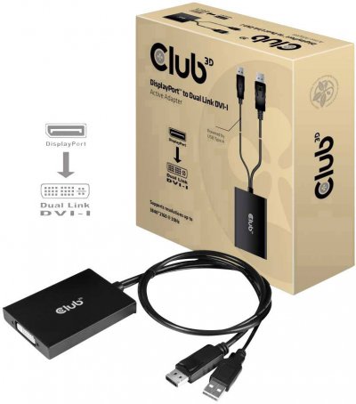 CLUB 3D  Adaptateur DisplayPort DVI-D (Active Dual)