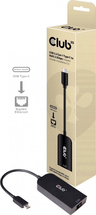 CLUB3D  CAC-1520 adaptateur et connecteur de c&acirc;bles USB C Ethernet Noir
