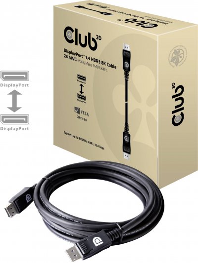 CLUB 3D CLUB3D DisplayPort 1.4 HBR3 8K 28AWG Cable M/M 3m /9.84ft