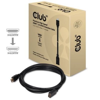 CLUB 3D CLUB3D High Speed HDMI 2.0 4K60Hz Extension Cable 3m/ 9.8ft Male/Female