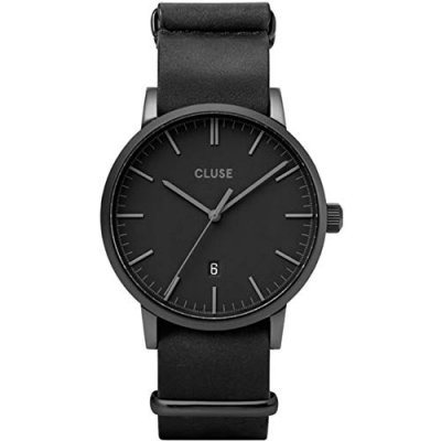 CLUSE  Aravis Homme 40mm Bracelet Cuir Noir Quartz Montre CW0101501010 