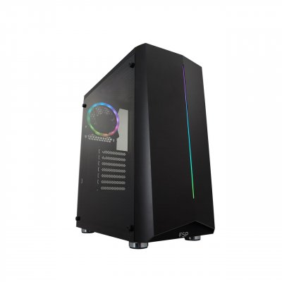 FSP Cmt151 usb acier atx mid tower 5 ventilateur usb 3.2 gen 1 noir