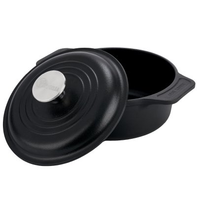 VICTORIA Cocotte Induction Fonte Assaisonn&eacute;e 20 cm, Dutch Oven 1,9L, Sans PTFE et PFOA 31114 Noir