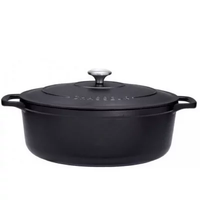 CHASSEUR Cocotte Ovale , Noir mat, 27 cm-P, Fer forg&eacute;, noir mat