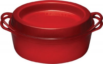 LE CREUSET Cocotte ovale Doufeu fonte &eacute;maill&eacute;e rouge &Oslash;32 cm Rouge 