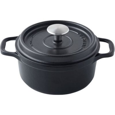 INVICTA Cocotte ronde en fonte &eacute;maill&eacute;e 24cm noire mat - 402241 - 