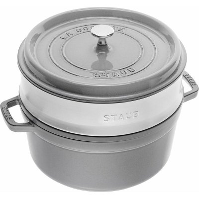 STAUB Cocotte ronde  avec cuit vapeur 26 cm gris graphite