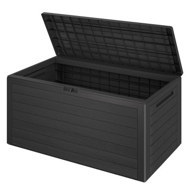 DEUBA Coffre de jardin 120x46x57cm effet bois rangement