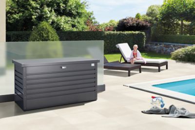 BIOHORT Coffre de jardin m&eacute;tal 460L  gris fonc&eacute;