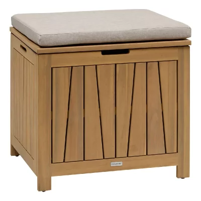 HESPERIDE Coffre De Rangement 100l Avec Assise Lodgia Beige Acacia - Hesp&eacute;ride