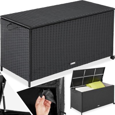 TECTAKE Coffre de rangement avec cadre en aluminium et roues 297l, 117x54x64cm