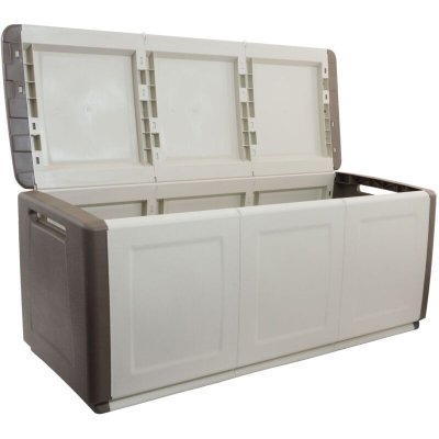 ARTPLAST Coffre de rangement en polypropyl&egrave;ne, couleur ivoire et marron.