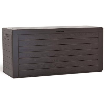 VOUNOT Coffre de Rangement Exterieur 280L en PP 116x44x55CM Style Bois Marron
