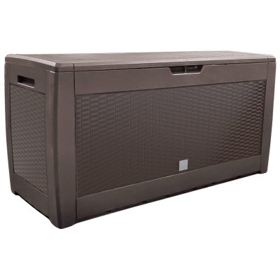 VOUNOT Coffre de rangement exterieur 310l en pp 119x48x60cm style polyrotin marron