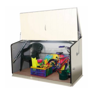 TRIMETALS Coffre de rangement m&eacute;tal 1500L cr&egrave;me - 1,51m&sup2; utile - Storeguard