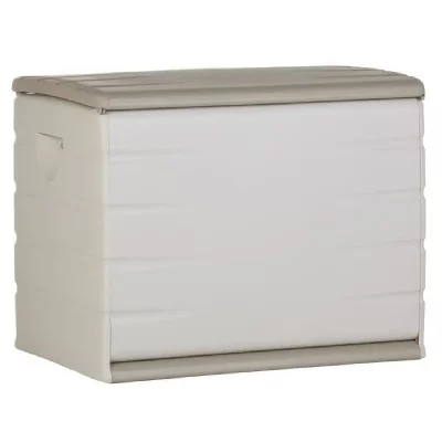 PLASTIKEN Coffre de Rangement Plastique 260L Blanc/Beige