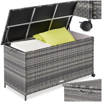 TECTAKE Coffre De Rangement, Polyrotin, Aluminium, Uv R&eacute;sistant, 253 L, Gris