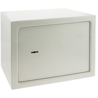 PRIMEMATIK Coffre-fort mural de s&eacute;curit&eacute; en acier &agrave; cl&eacute; 35 x 25 x 25 cm beige
